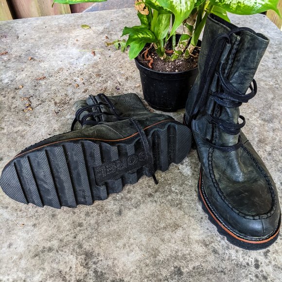 Sorel Mad Boot Lace Vintage inspired dark grey leather boots mens 9 (runs large) - Picture 4 of 11